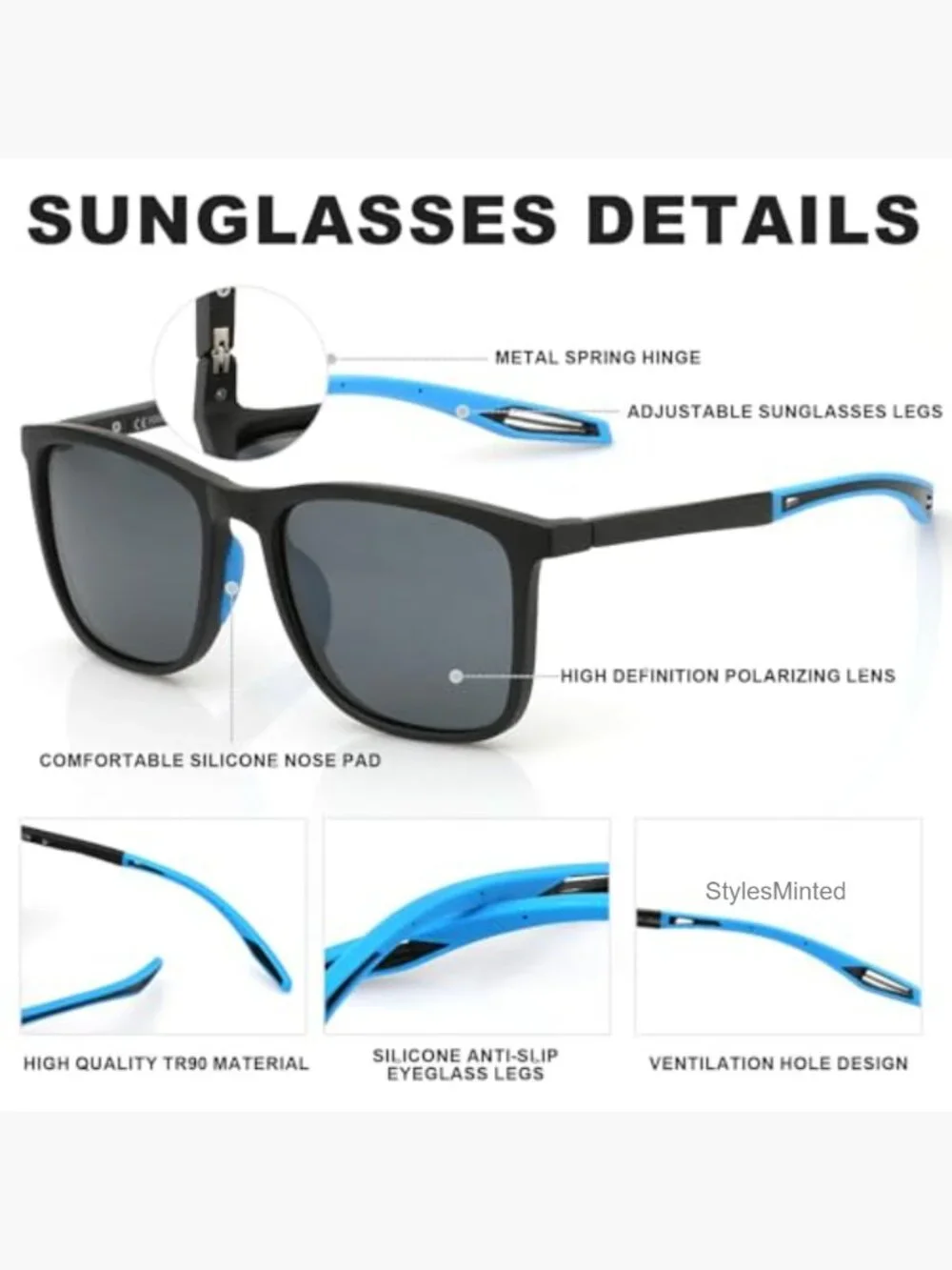 XXL 158mm Wide Square Frame Polarized Sunglasses for Men Women,